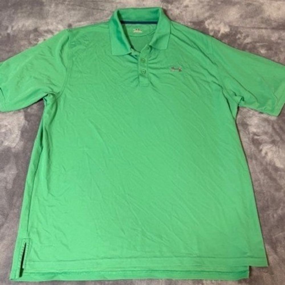 Under Armour HeatGear Polo Shirt Mens XXL Green Short Sleeve Golf Activewear